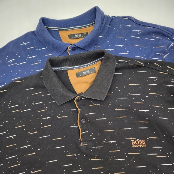 2 X Hugo Boss Selection Men's Polo Shirt‎ 7XL 100% Cotton Black Navy Gold READ - Picture 1 of 12